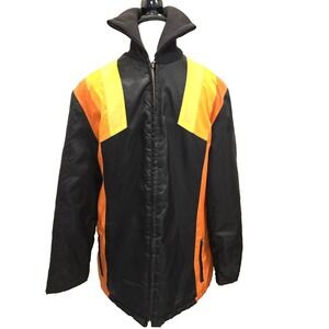 80s VTG Snowmobile/Ski Jacket Bombardier Large Black Orange Yellow USA